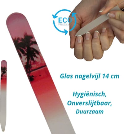 Milano Kristal glas nagelvijl - Glass Nail file - Onverslijtbaar - Glasvijl - Leuk Valentijn kado -Pink Tropical