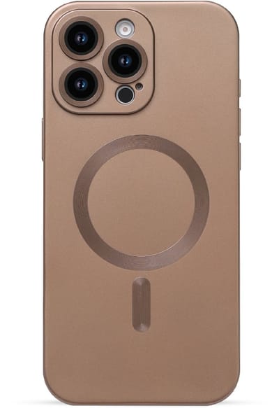 Casemania Hoesje Geschikt voor Apple iPhone 16 Pro Max - Brons - Matte Siliconen Back Cover - Geschikt voor MagSafe