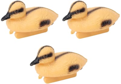 Dailygoods- Eendenornament Realistisch - Drijvend Standbeeld - Tuin Decoratie voor Buiten - Visvijver Lokvogels - Set van 3 - Geel Plastic - Tuindecoratie
