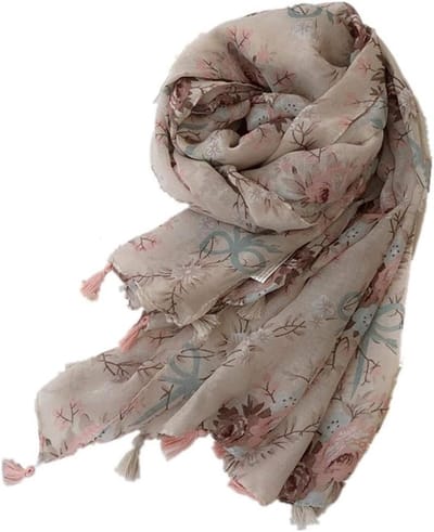 Bloemenprint Sjaal - Lange Sjaal - Mode Accessoire - Zachte Katoenmix - 180x100 cm - Multicolor