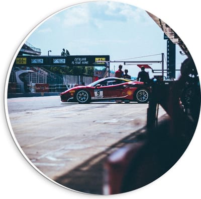 KuijsFotoprint - Schilderij - Rode Auto Racebaan - Rood En Grijs - 20 X 20 Cm