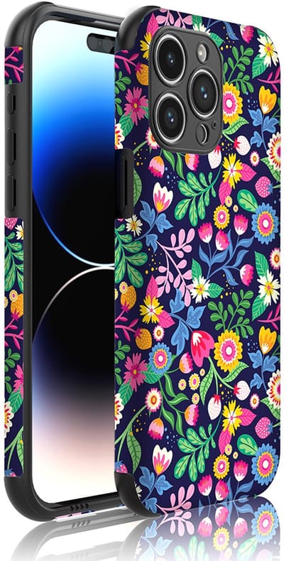 Smartphonica Telefoonhoesje Geschikt voor iPhone 14 Pro Max met Stootrand en Bloemen opdruk - Backcover PhoneCase Flowers print geschikt voor iPhone 14 Pro Max