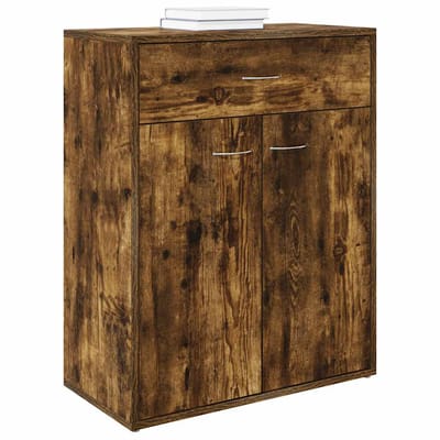 vidaXL - Dressoir - 60x30x75 - cm - bewerkt - hout - gerookt - eikenkleurig
