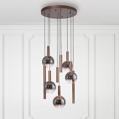 Paul Neuhaus LED hanglamp Bowl, Ø 63 cm, bruin/grijs
