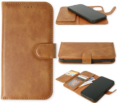 Casemania Hoesje Geschikt voor Apple iPhone 17 - Bruin - Geschikt voor MagSafe - 2 in 1 Luxe Kunstlederen Portemonnee Book Case met Extra Vakken