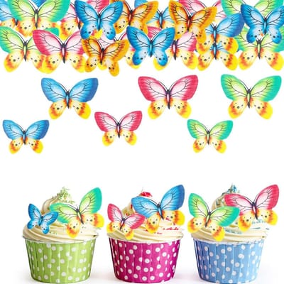 Eetbare vlinders taartdecoratie 40 stuks - cupcake-toppers bruiloft - eetpapier vlinders decoratie taart - verjaardag bruiloft deco Taartdecoratie