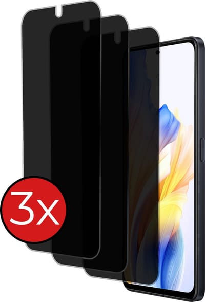 Screenprotector - 3 Stuks - Geschikt voor OPPO A58 - Privacy Filter - Beschermglas - Gehard Glas - Tempered Glass - Screen Protector