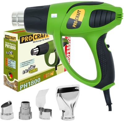 Procraft PH1800 heteluchtpistool 1800 watt 400 - 600 °C + 4x mondstuk