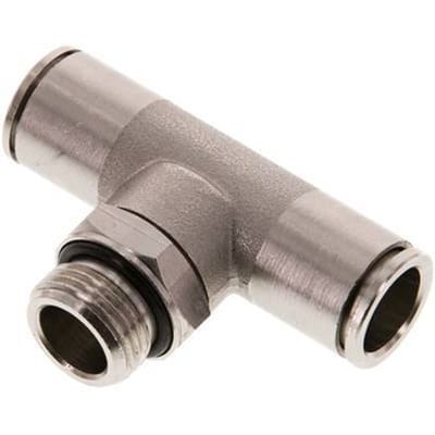 12mm x G3/8'' inline T-stuk Messing Insteekfitting Buitendraad Draaibaar NBR