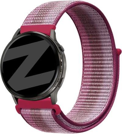 Bandz Nylon loop bandje (18mm) - Geschikt voor Garmin Vivoactive 4s / Vivomove 3s / Venu 2s / Venu 3s / Forerunner 255s / Forerunner 265s / Venu 4 - 41mm - Berry