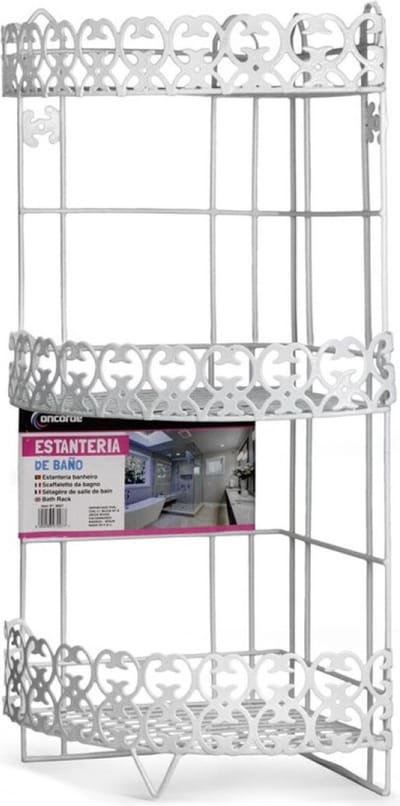 Hoekrekje badkamer - wit - metaal - 24x24x60 cm - 3 lagen doucherek