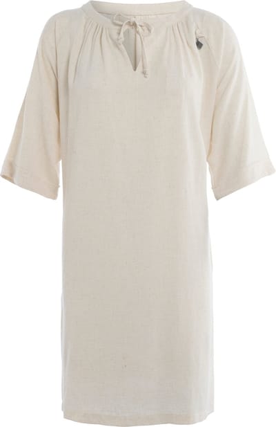 Knit Factory Fern Jurk - Tuniek dames - Strandjurk - Strandtuniek - Jurk gemaakt van 78% viscose & 22% linnen - Zomerjurk - Hoog draagcomfort - Beige - S/M