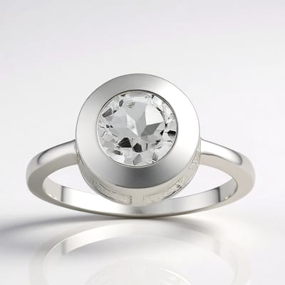 Cavill - Zilveren ring - 925 Sterling zilver - Witte Topaas 1 412 ct - Rond 7 mm - Elegante damesring - Tijdloos modern design