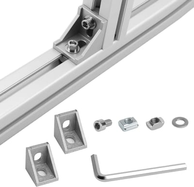 Set van 20 Aluminium Profielen 20 x 20 mm met Bevestigingsmaterialen en Hoekverbindingen voor Deuren en Vensters