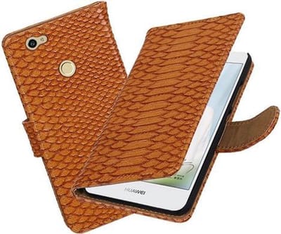 BestCases.nl Bruin Slang booktype hoesje voor Huawei Nova