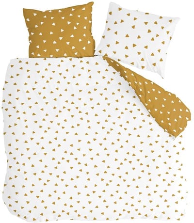Customer Label Byrklund Dekbedovertrek Just Triangles - 200x220 - 100% Katoen - Wit / Geel