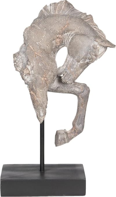 Clayre & Eef Beeld Paard 28x12x43 cm Grijs Kunststof