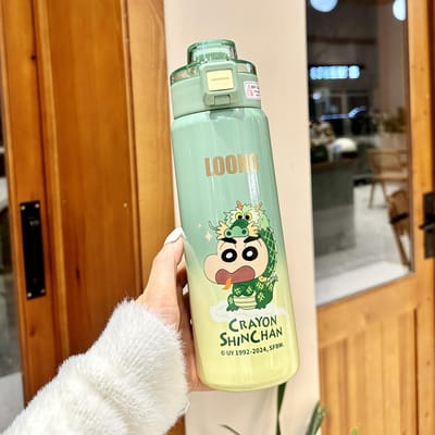 Crayon Petite Nouvelle Ombre Spéciale Tasse Thermos Double Boisson Nouvelle Été Portable Tasse à Eau Dessin Animé Enfants Vont à l'École Tasse à Boire Droite 600ml