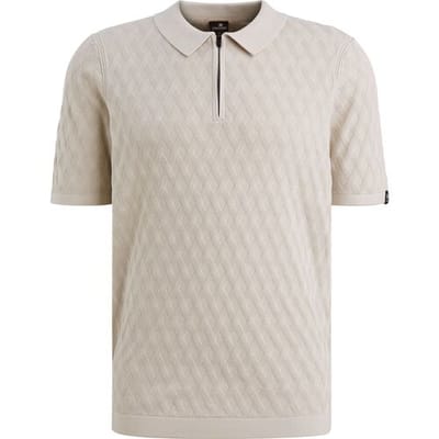 T-shirt Vanguard Knitted Poloshirt Half-Zip Ecru