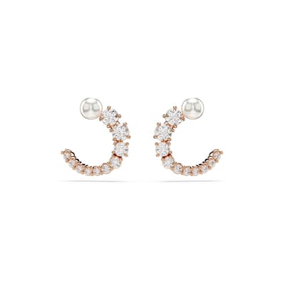 Swarovski Matrix Grote Cirkel Imitatie Kristal Parel Zirkonia Oorbellen Dames oorbellen Roségoud 5692264 Box (Random Color) white