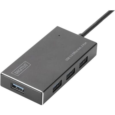 Digitus DA-70240-1 DA-70240-1 USB-hub 4 poorten USB-A USB 3.0 5 GBit/s Met aluminium behuizing Zwart