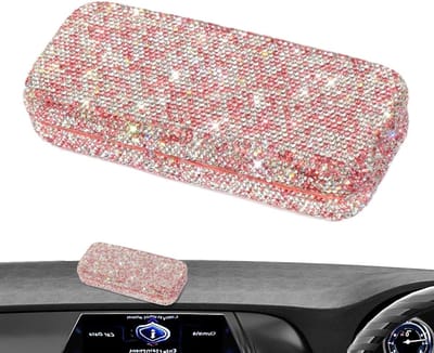 Brillenkoker met Strass - Brillenhouder Auto - Auto Interieur Organiseren - Kliksluiting Toegang - 17 x 7.5 x 3.4 cm