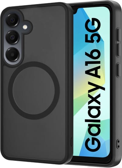 Hoesje geschikt voor Samsung Galaxy A16 - Geschikt voor Magsafe - Shock Proof Case – Mat Zwart