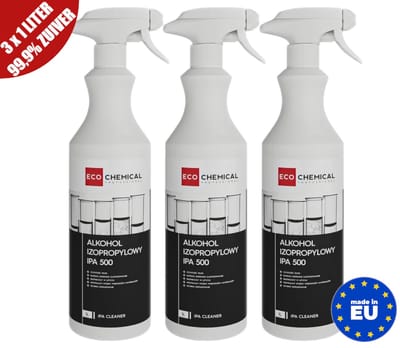 Isopropanol 99% Zuiver Alcohol - 3x 1 Liter Isopropyl Spray - Krachtige Allesreiniger voor Thuis en Kantoor - Desinfectie Spray