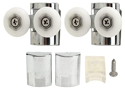 Dailygoods- Kastdeurrollerset 23mm Zwenkwiel - Roestvrij Staal - Glazen Schuifdeuren - Bovenste/onderste Wielen - Stabiel Glijden - Eenvoudige Installatie - Schuifdeurwielen
