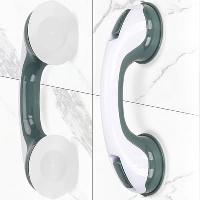 Douchehandgreep handgreep voor bad en douche, 12 inch handgreep voor badkamer met sterke zuignappen, balancing bar veiligheid handgrepen - groen 2 stucks