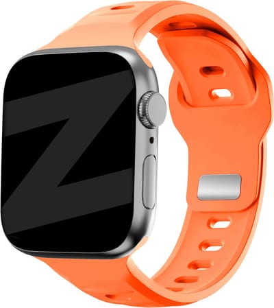 Bandz Siliconen bandje 'Outdoor' - geschikt voor Apple WatchSeries 1/2/3/4/5/6/7/8/9/10/11/SE/SE2/SE3/Ultra (2) - maat: 44mm / 45mm / 46mm / 49mm - oranje