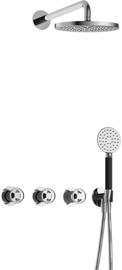 Hotbath Cobber - CW7067 - Inbouw Regendoucheset - Chroom - 2 Stopkranen - Thermostatisch - Wandarm 40 cm - Hoofddouche 200 mm - Ronde Handdouche 3 Standen - Waterbesparend