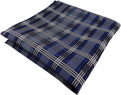 Zakdoek Heren - Pochet Vlak - Formele Gelegenheid - Klassiek Ruitpatroon - 30x30cm - Blauw Zilver Grijs