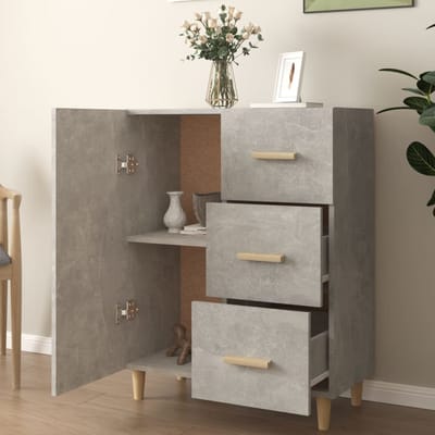 vidaXL - Dressoir - 69,5x34x90 - cm - bewerkt - hout - betongrijs