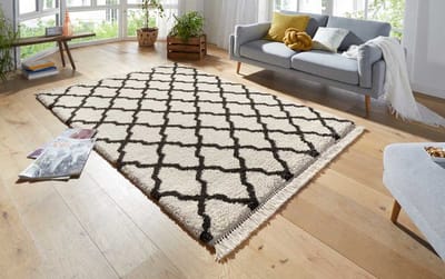 Hoogpolig vloerkleed Pearl - crème/donkerbruin 160x230