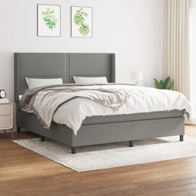 vidaXL - Boxspring - met - matras - stof - donkergrijs - 180x200 - cm