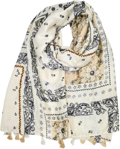Lange dames sjaal Sonja gebloemd motief beige zwart bruin tanny