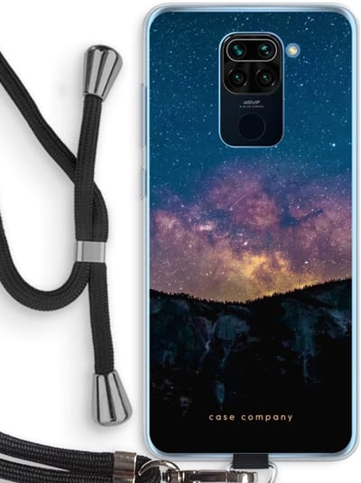 Case Company® - Hoesje met koord geschikt voor Xiaomi Redmi Note 9 hoesje met Koord - Travel to space - Telefoonhoesje met Zwart Koord - Bescherming aan alle Kanten en Over de Schermrand