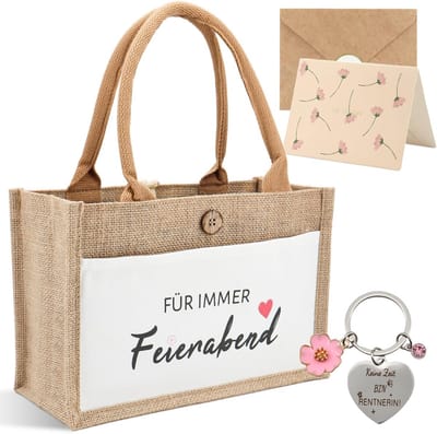 Jute Draagtas - Leuk Cadeau voor Pensioen of Afscheid - Robuuste Boodschappentas