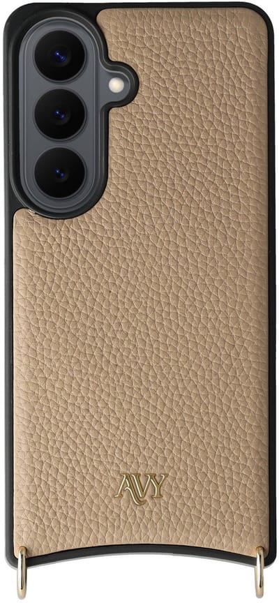 AVY Leren Hoesje geschikt voor Samsung Galaxy S26 | Compatibel met MagSafe | Leather Case | Back Cover | Haakjes voor koord | Beige