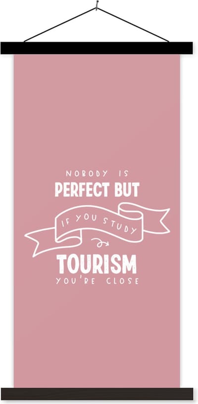 Posterhanger incl. Poster 40x80 cm - Schoolplaat - Toerisme - Quotes - Studenten - Studie - Textielposter - Zwarte latten