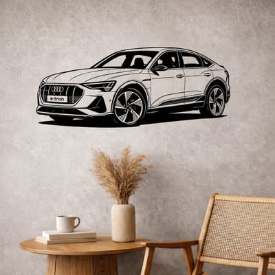 BR2Laser Audi E-tron Sportback – Wanddecoratie – Lasergesneden Hout – Autokunst – 35 cm Breed