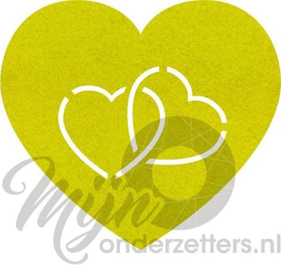 Hart in hart vilt onderzetters - Lichtgroen - 6 stuks - 10 x 10 cm - Tafeldecoratie - Glas onderzetter - Valentijn - Cadeau - Woondecoratie - Tafelbescherming - Onderzetters voor glazen - Keukenbenodigdheden - Woonaccessoires - Tafelaccessoires