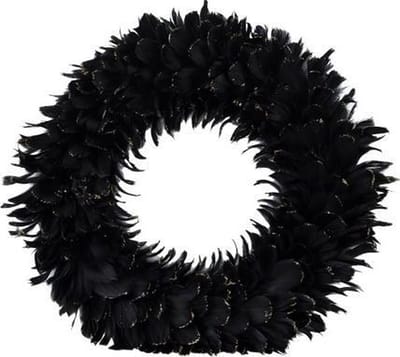 Cosy @ Home Krans Feathers Zwart 51x51xh51cm Kunsts