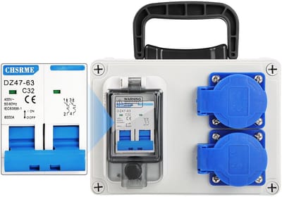 Elektrische bouwplaatskast met stroomonderbreker - 230V, 16A, IP67, stroomverdeler