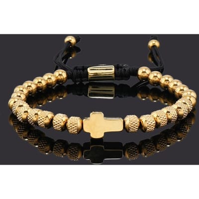 Charms Croisés en Acier Inoxydable de Luxe Bracelet Homme Pour Femmes Bijoux Perles en Acier Titane Cadeau or