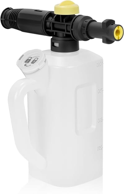 Jet Bottle Snow Foam Lance voor Hogedrukreinigers - Verstelbare Spuitmond, 1000ML met Handvat en Maatbeker voor Auto Reiniging en Schuim Generatie
