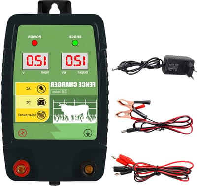 12 V 2 J weidehekapparaat met led-display voor bescherming van boerderijen en dieren, waterdicht elektrisch hek met 10 km bereik, ideaal voor tuinen en gevogelte