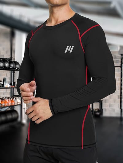 MEETHOO Compressie lange mouwen- Heren Sportshirt - Sportkleding voor Heren-zwart-S
