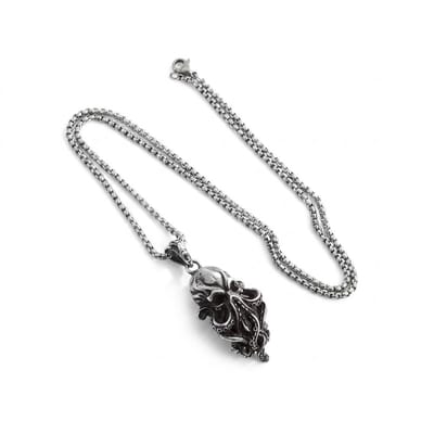 Zilverkleurige ketting met octopus-hanger – ketting voor heren – gedetailleerde fantasiehanger in tentakelvorm – schakelketting